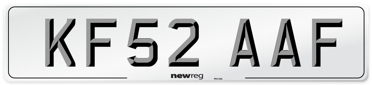 KF52 AAF Number Plate from New Reg